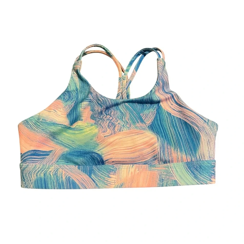 All In Motion Girls Multi Abstract Print Strappy Sports Bra M 7/8